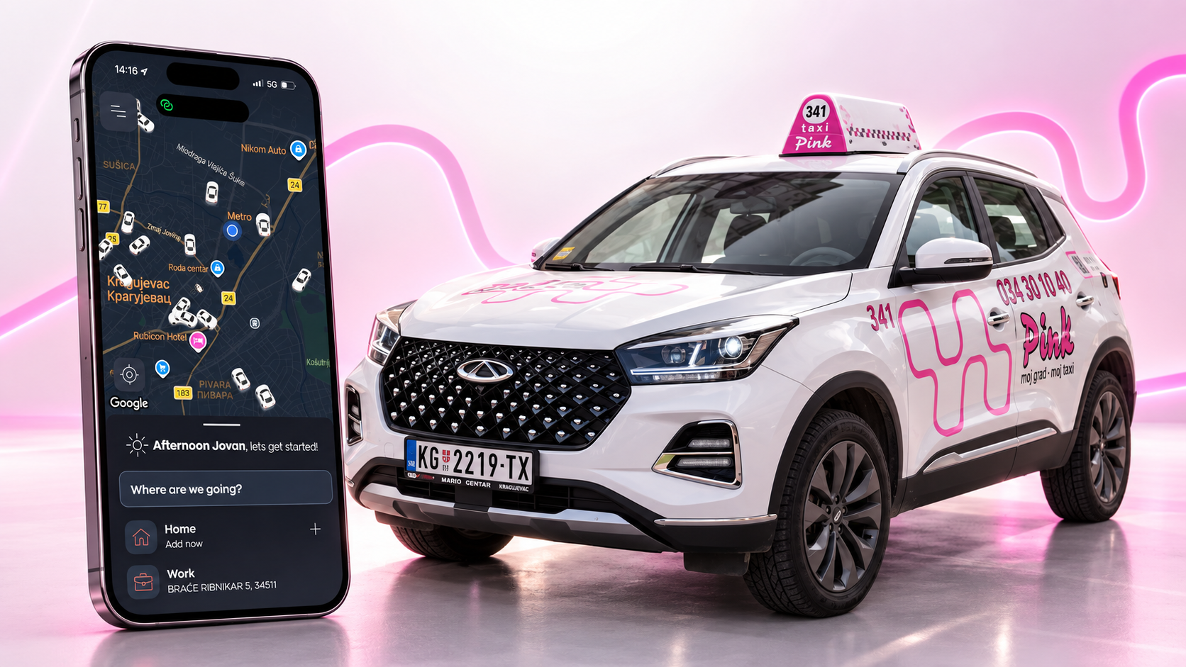 Pink Taxi Aplikacija Kragujevac